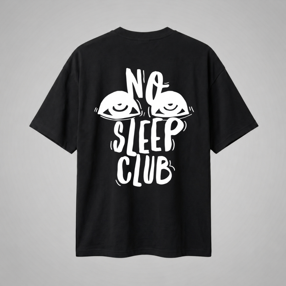 Oversize Premium T-Shirt No Sleep Club - Siyah